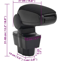 vidaXL Piezas Y Accesorios Para Vehículos-Reposabrazos para coche ABS negro 12x37x(31-48) cm