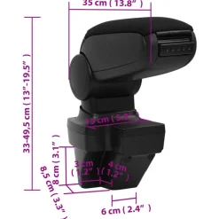 vidaXL Reposabrazos para coche ABS negro 15x35x(33-49,5) cm Hot