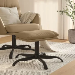 vidaXL Reposapiés de cuero sintético color 60x60x36 cm Capuchino Outlet