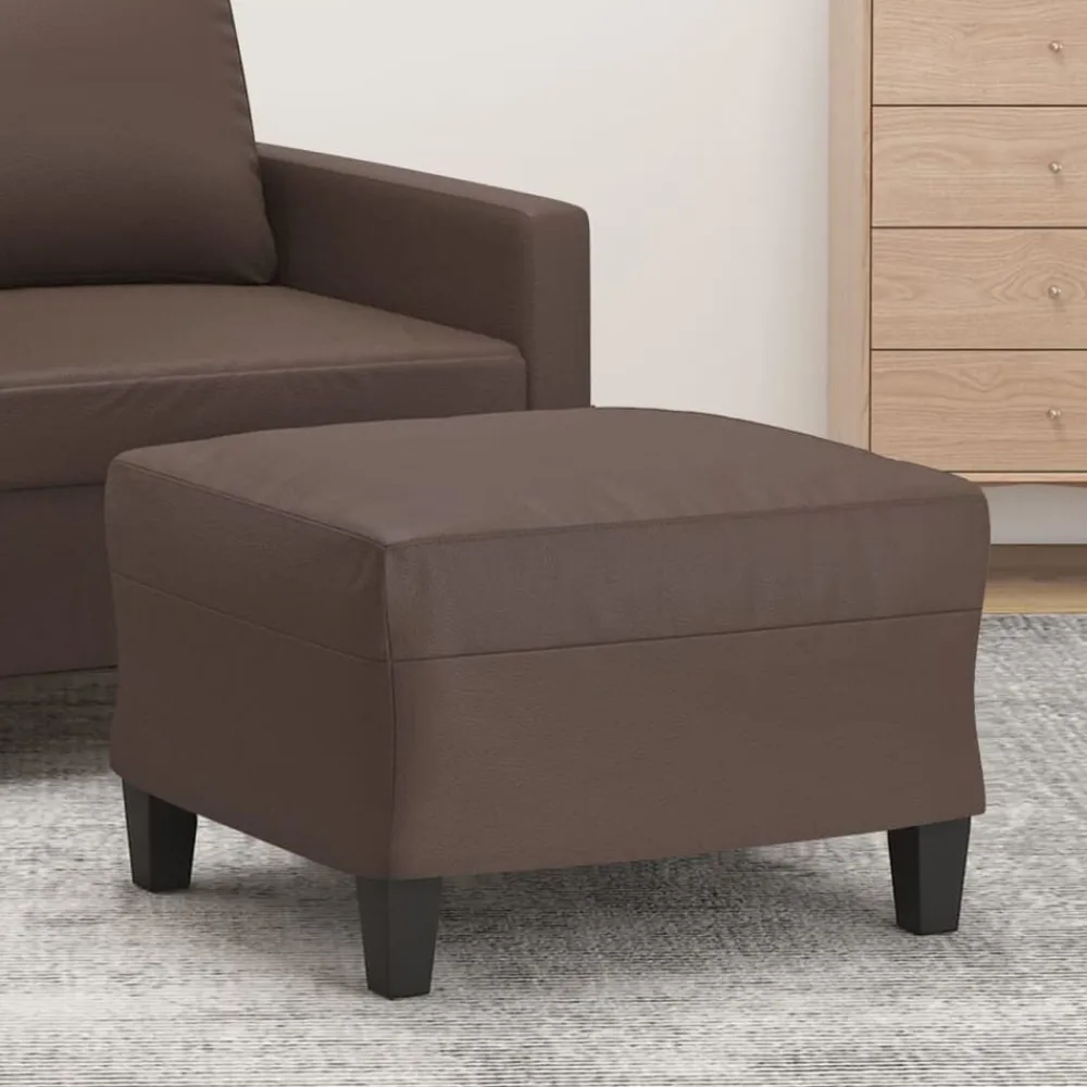 vidaXL Reposapiés de cuero sintético marrón 60x50x41 cm Marrón Discount