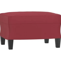 vidaXL Otomanas-Reposapiés de cuero sintético rojo tinto 60x50x41 cm