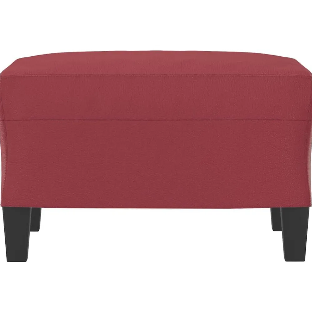 vidaXL Otomanas-Reposapiés de cuero sintético rojo tinto 60x50x41 cm