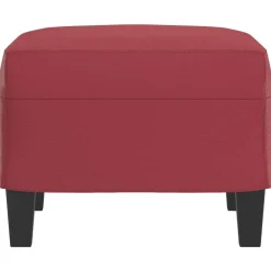 vidaXL Otomanas-Reposapiés de cuero sintético rojo tinto 60x50x41 cm