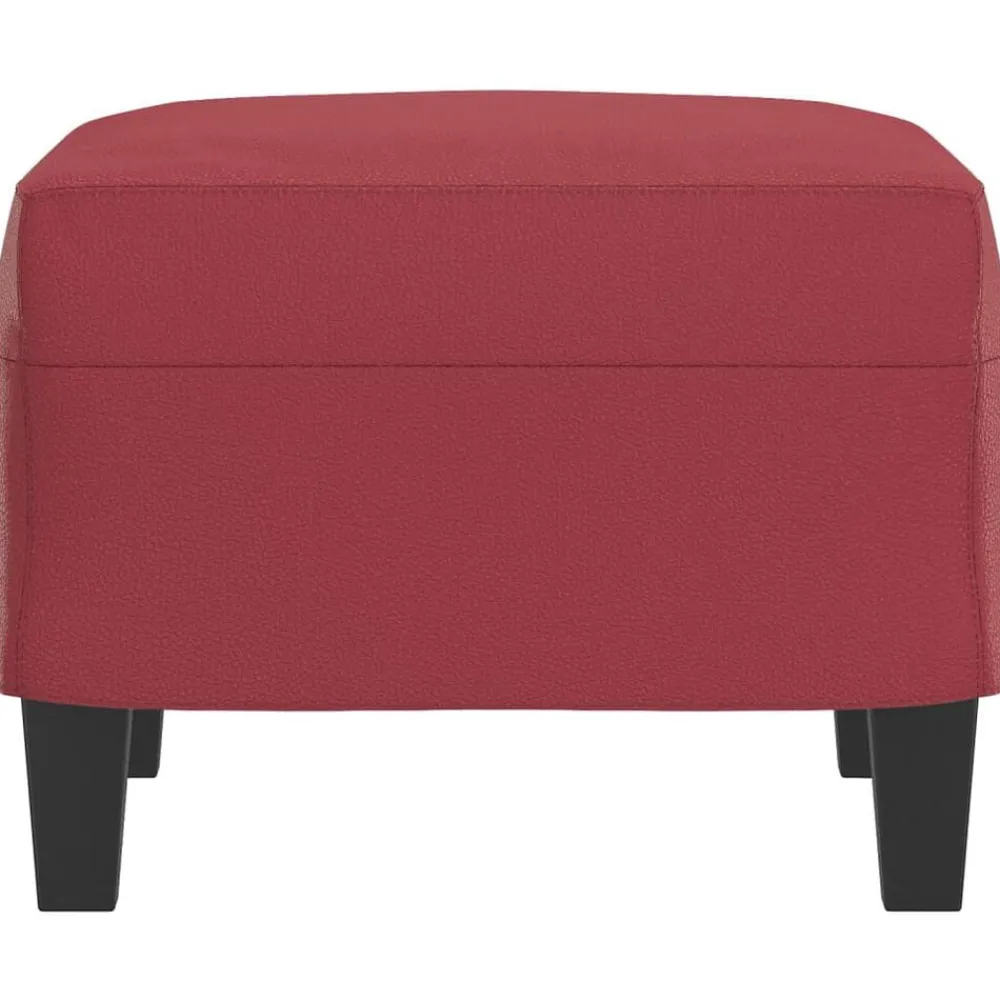 vidaXL Otomanas-Reposapiés de cuero sintético rojo tinto 60x50x41 cm