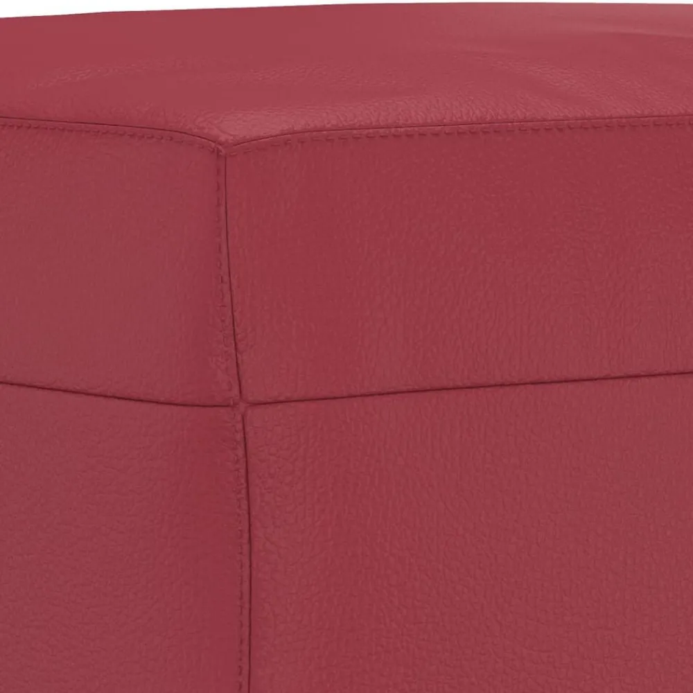 vidaXL Otomanas-Reposapiés de cuero sintético rojo tinto 60x50x41 cm