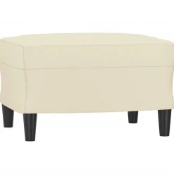 vidaXL Reposapiés de cuero sintético 60x50x41 cm Crema New