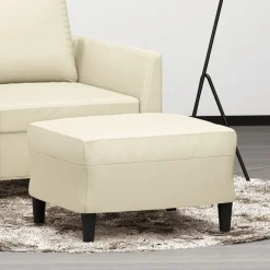 vidaXL Reposapiés de cuero sintético 60x50x41 cm Crema New