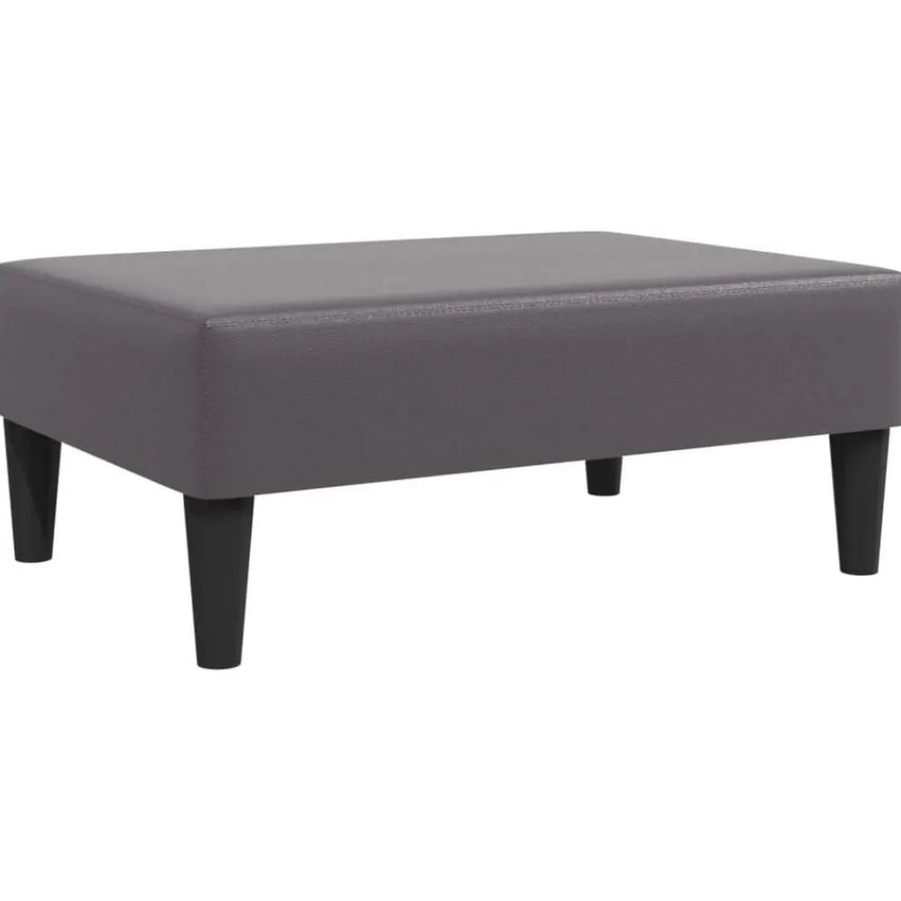 vidaXL Reposapiés de cuero sintético 77x55x31 cm Gris Sale