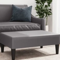 vidaXL Reposapiés de cuero sintético 77x55x31 cm Gris Sale