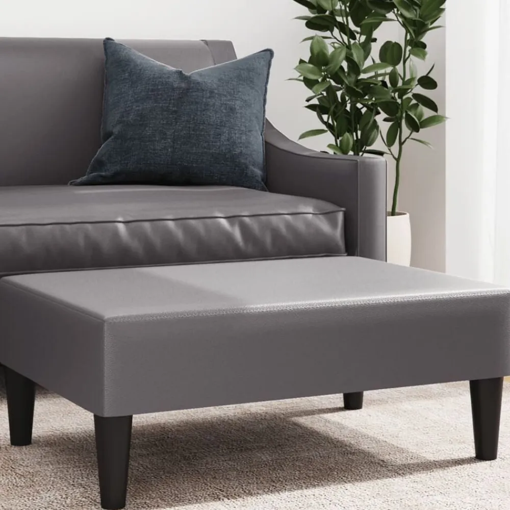 vidaXL Reposapiés de cuero sintético 77x55x31 cm Gris Sale