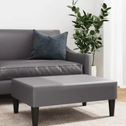 vidaXL Reposapiés de cuero sintético 77x55x31 cm Gris Sale