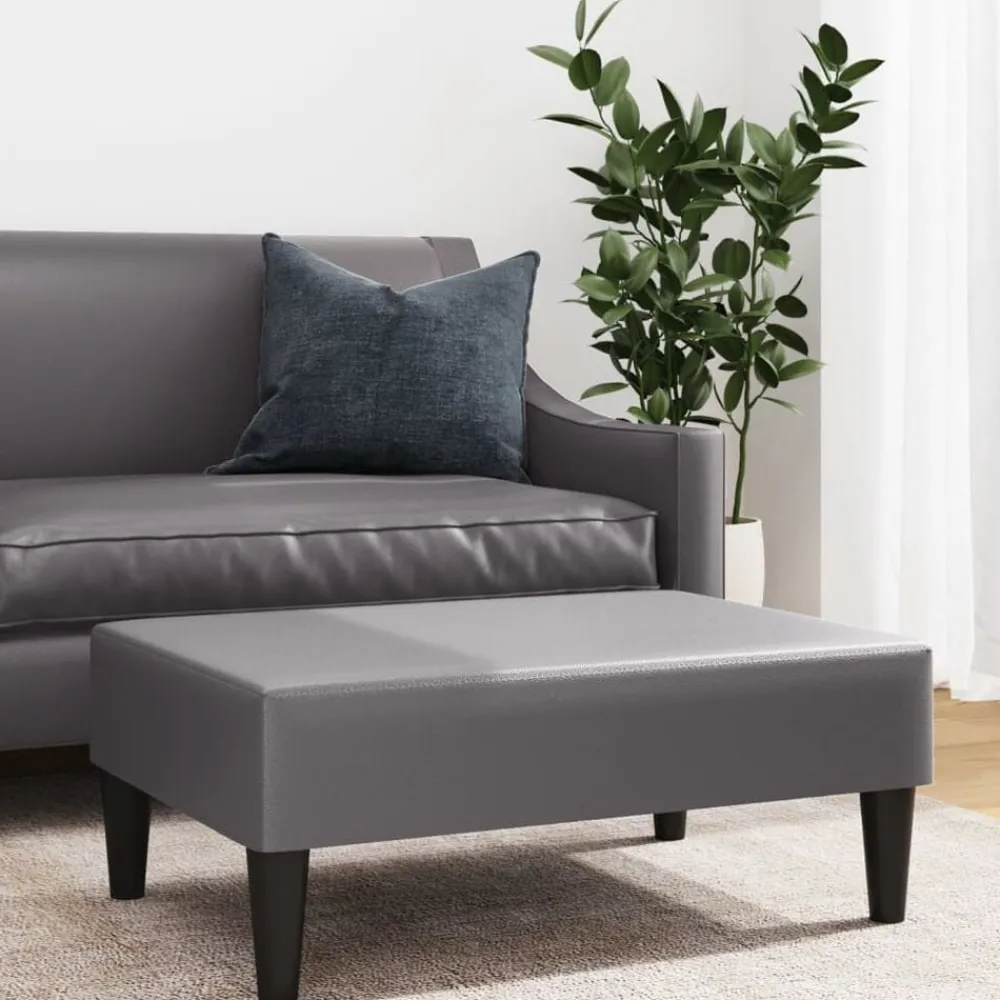 vidaXL Reposapiés de cuero sintético 77x55x31 cm Gris Sale