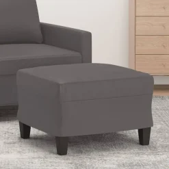 vidaXL Reposapiés de cuero sintético 60x50x41 cm Gris Online