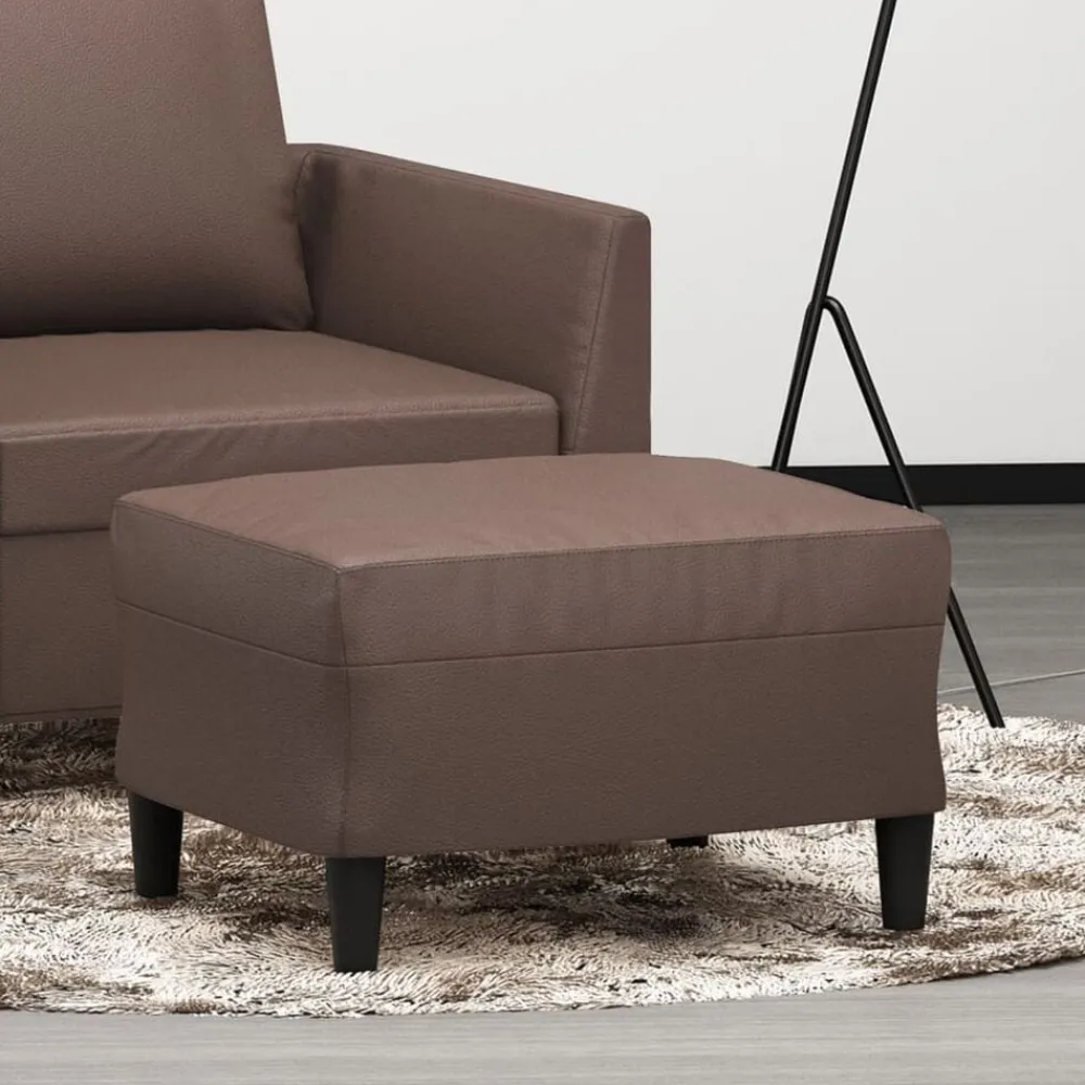 vidaXL Reposapiés de cuero sintético marrón 60x50x41 cm Marrón Sale