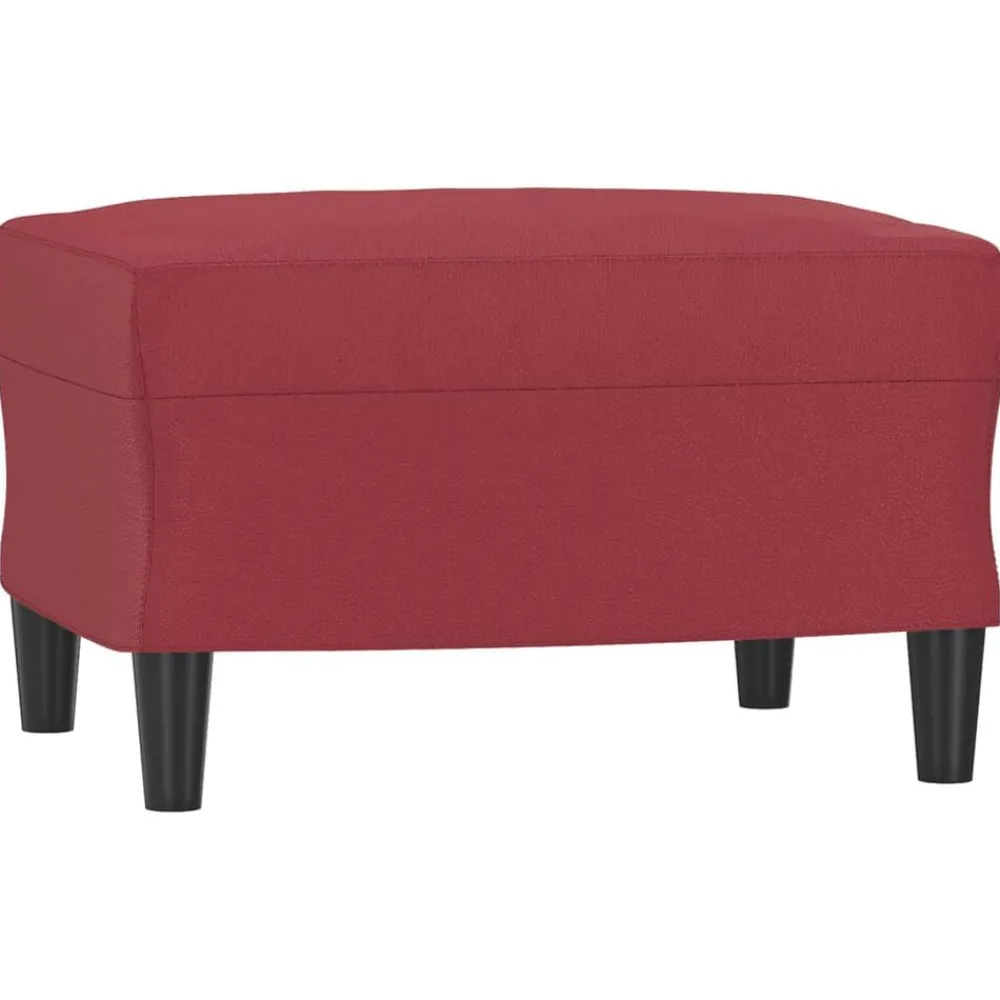 vidaXL Otomanas-Reposapiés de cuero sintético rojo tinto 60x50x41 cm