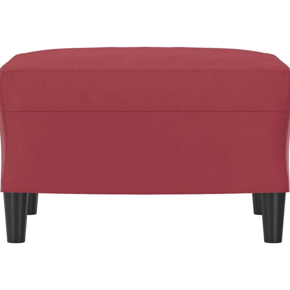 vidaXL Otomanas-Reposapiés de cuero sintético rojo tinto 60x50x41 cm