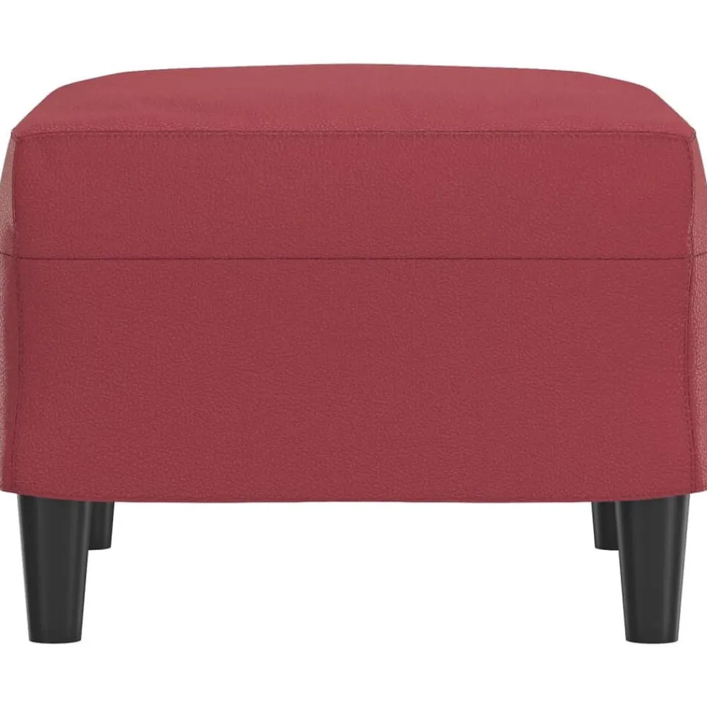 vidaXL Otomanas-Reposapiés de cuero sintético rojo tinto 60x50x41 cm