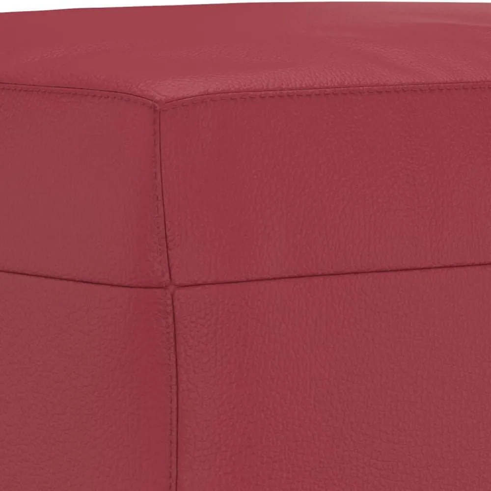 vidaXL Otomanas-Reposapiés de cuero sintético rojo tinto 60x50x41 cm