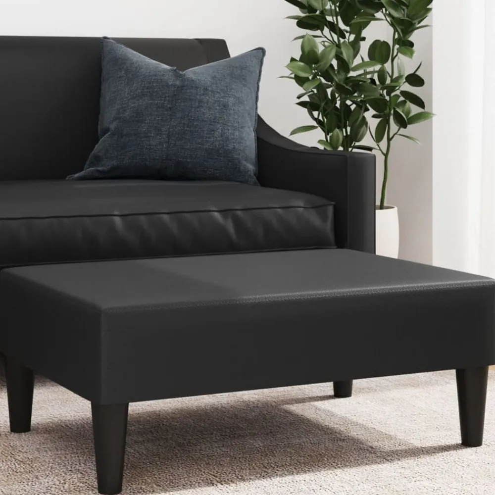 vidaXL Reposapiés de cuero sintético 77x55x31 cm Negro New
