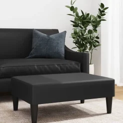 vidaXL Reposapiés de cuero sintético 77x55x31 cm Negro New