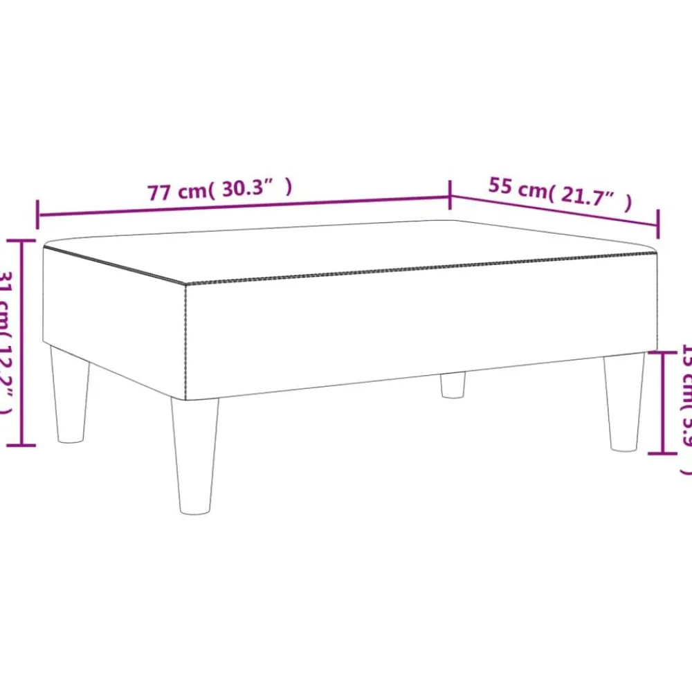 vidaXL Reposapiés de cuero sintético 77x55x31 cm Negro New
