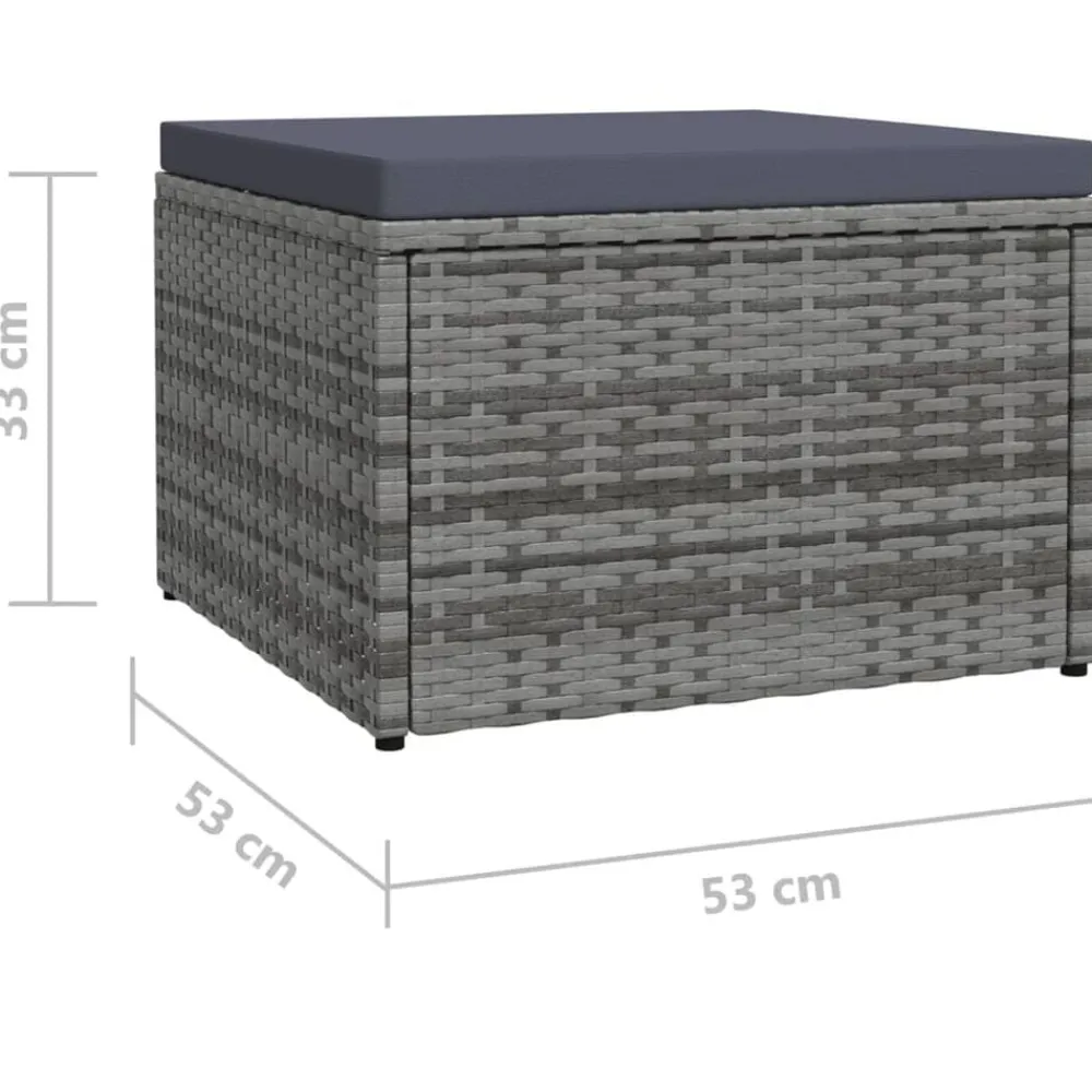 vidaXL Otomanas-Reposapiés de jardín con cojín ratán sintético