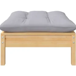 vidaXL Reposapiés de jardín con cojín madera maciza de pino gris Marr&oacute;n y gris Best