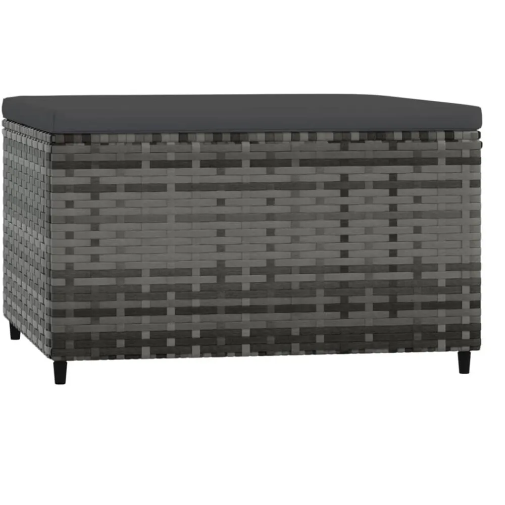 vidaXL Reposapiés de jardín con cojín ratán sintético Gris Best
