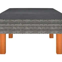 vidaXL Reposapiés de ratán sintético y madera maciza de eucalipto Gris Sale