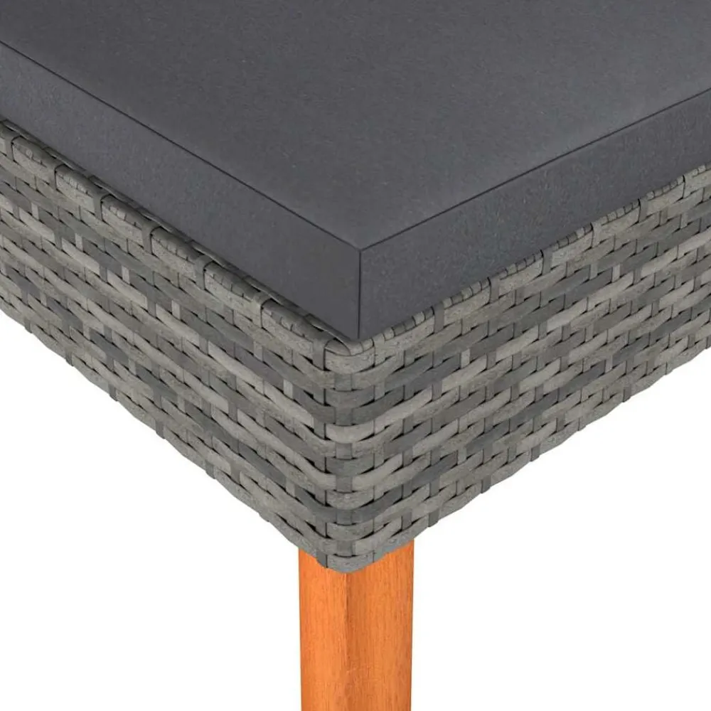 vidaXL Reposapiés de ratán sintético y madera maciza de eucalipto Gris Sale