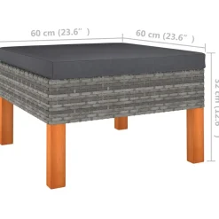 vidaXL Reposapiés de ratán sintético y madera maciza de eucalipto Gris Sale