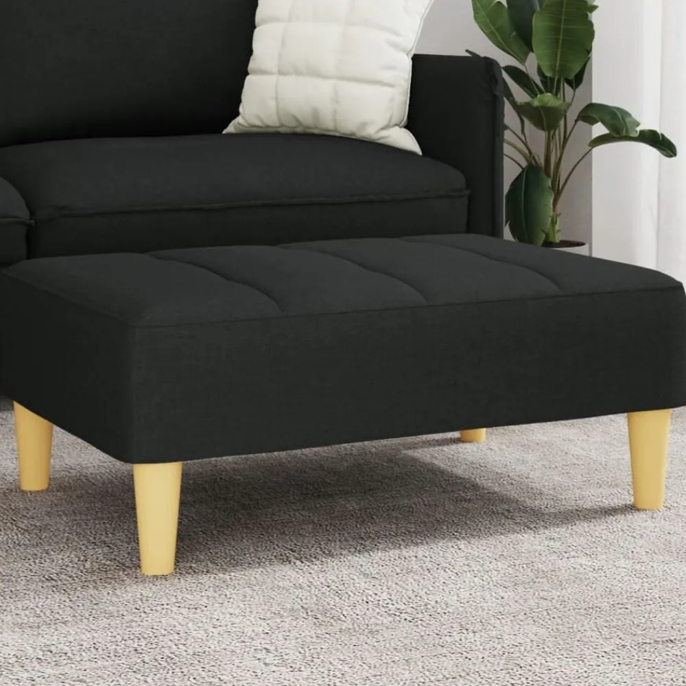 vidaXL Reposapiés de tela 77x55x31 cm Negro