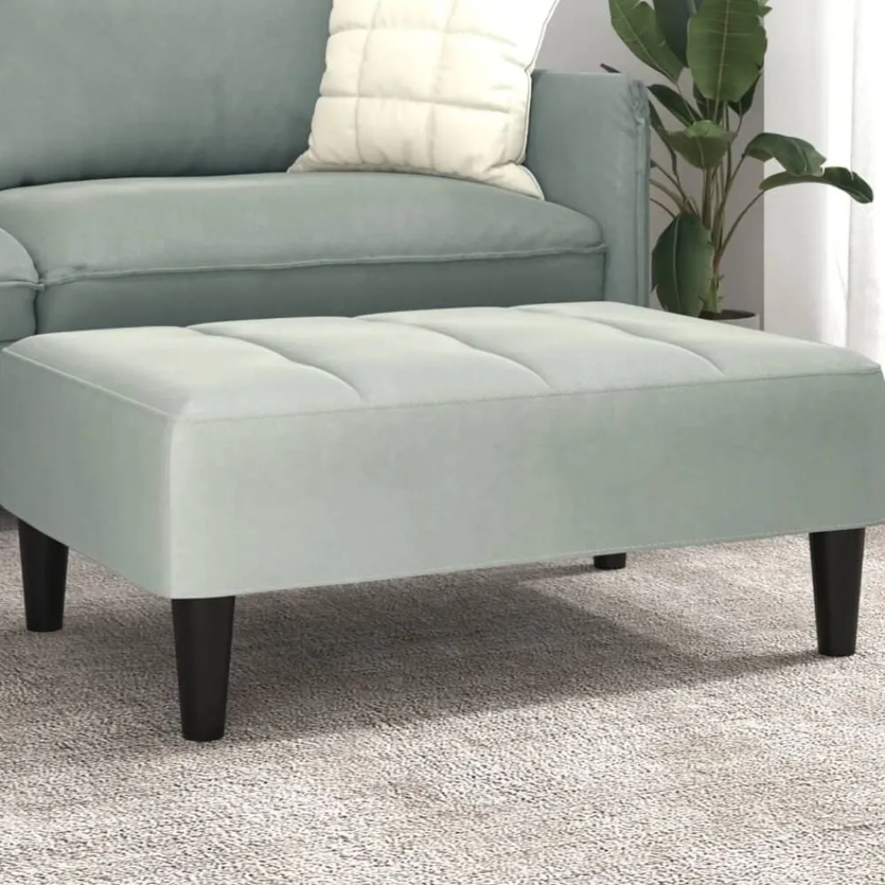 vidaXL Reposapiés de terciopelo 77x55x31 cm Gris claro Discount