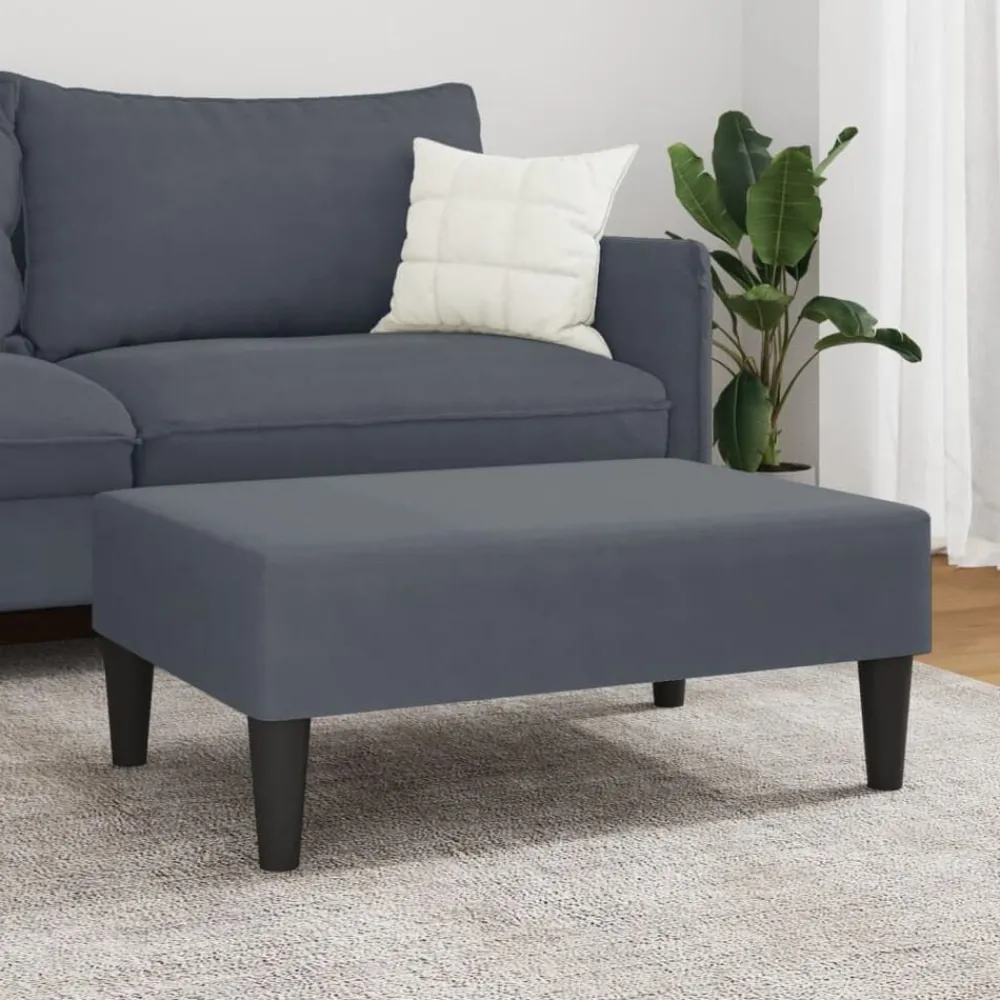 vidaXL Reposapiés de terciopelo 77x55x31 cm Gris oscuro New