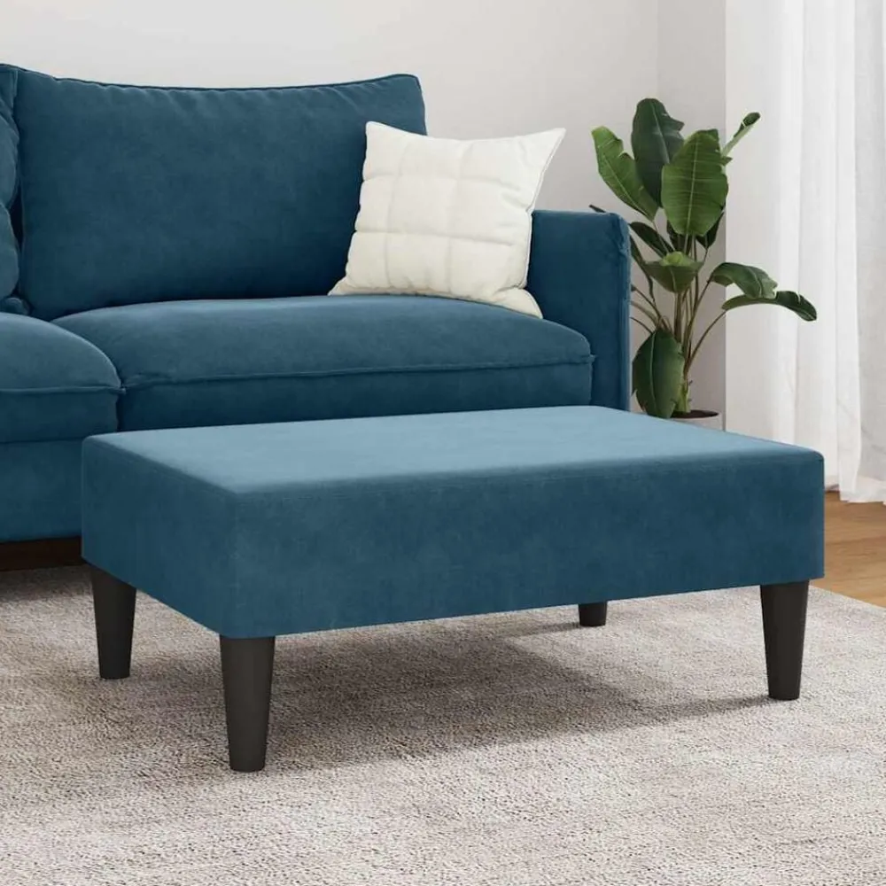 vidaXL Reposapiés de terciopelo 77x55x31 cm Azul Discount