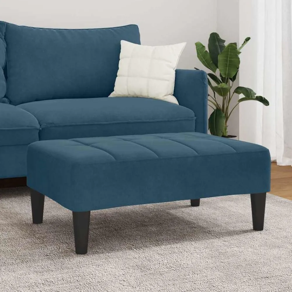 vidaXL Reposapiés de terciopelo 77x55x31 cm Azul Sale