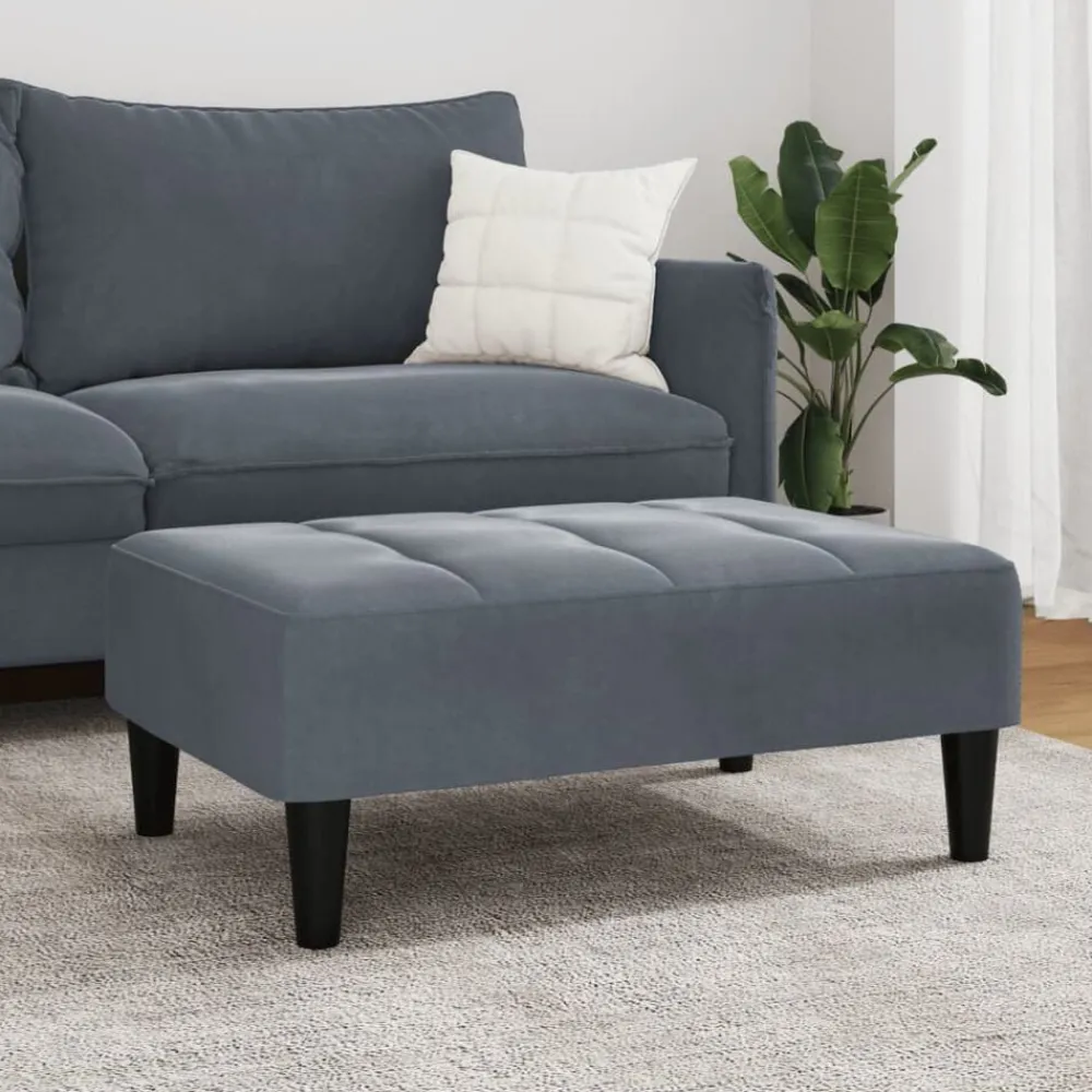 vidaXL Reposapiés de terciopelo 77x55x31 cm Gris oscuro Sale