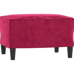 vidaXL Reposapiés de terciopelo rojo tinto 60x50x41 cm Rojo vino tinto Best