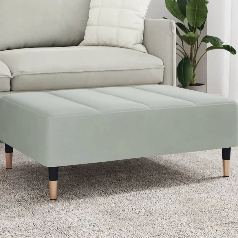 vidaXL Reposapiés de terciopelo 77x55x31 cm Gris claro Discount