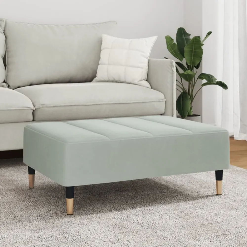 vidaXL Reposapiés de terciopelo 77x55x31 cm Gris claro Discount