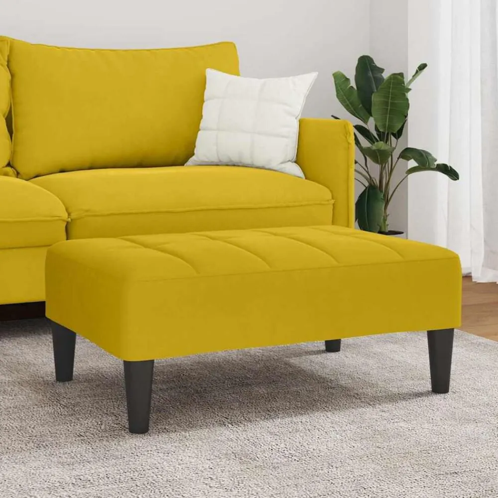 vidaXL Reposapiés de terciopelo 77x55x31 cm Amarillo Discount