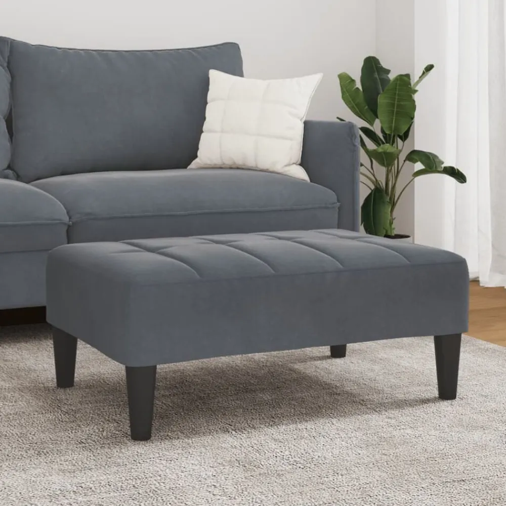 vidaXL Reposapiés de terciopelo 77x55x31 cm Gris oscuro Sale