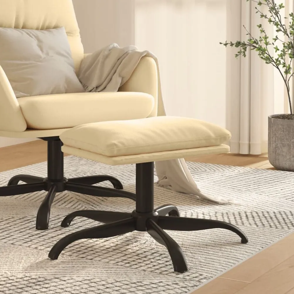 vidaXL Reposapiés de terciopelo 60x60x36 cm Blanco crema