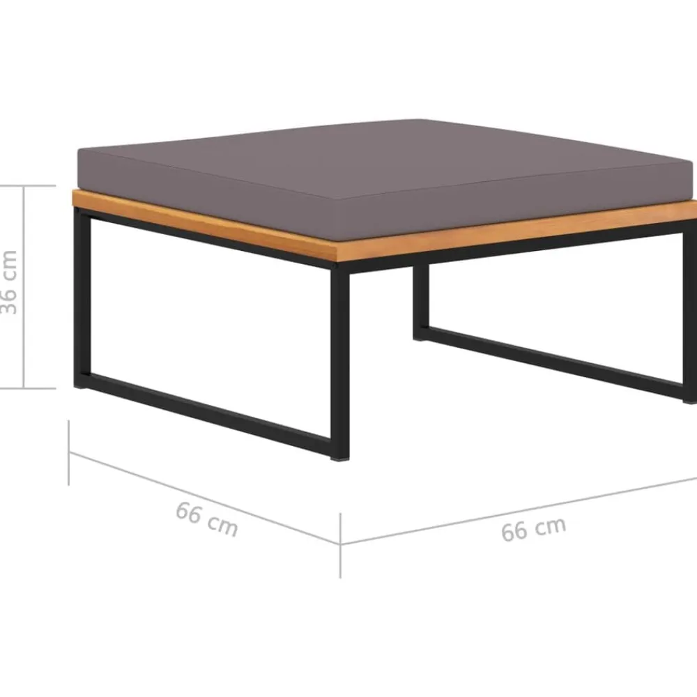 vidaXL Reposapiés y cojín madera maciza acacia gris oscuro 66x66x36 cm Hot
