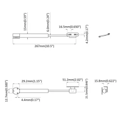 vidaXL Resorte de Gas Hidráulico 2 pcs Plateado 280 x 17 x 16 mm New