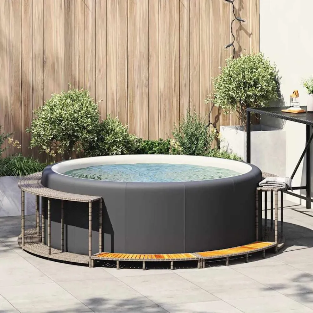 vidaXL Piscina Y Spa-Revestimiento de bañera de hidromasaje con almacenaje y escalón
