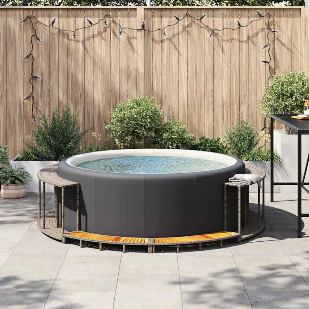 vidaXL Piscina Y Spa-Revestimiento de bañera de hidromasaje con almacenaje y escalón
