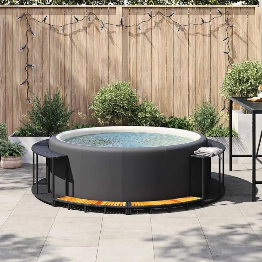 vidaXL Piscina Y Spa-Revestimiento de bañera de hidromasaje con almacenaje y escalón