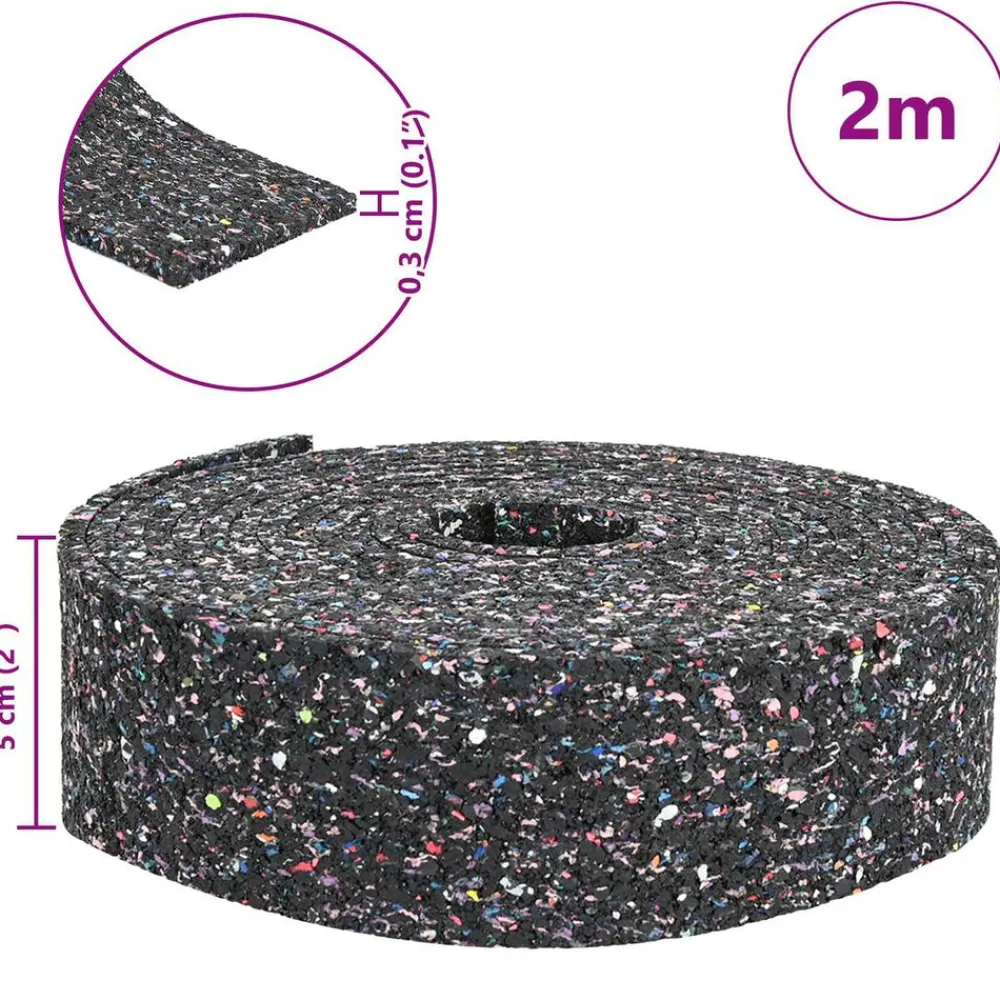 vidaXL Rollo de gránulos de caucho Negro 200 x 5 x 0,3 cm Goma Discount