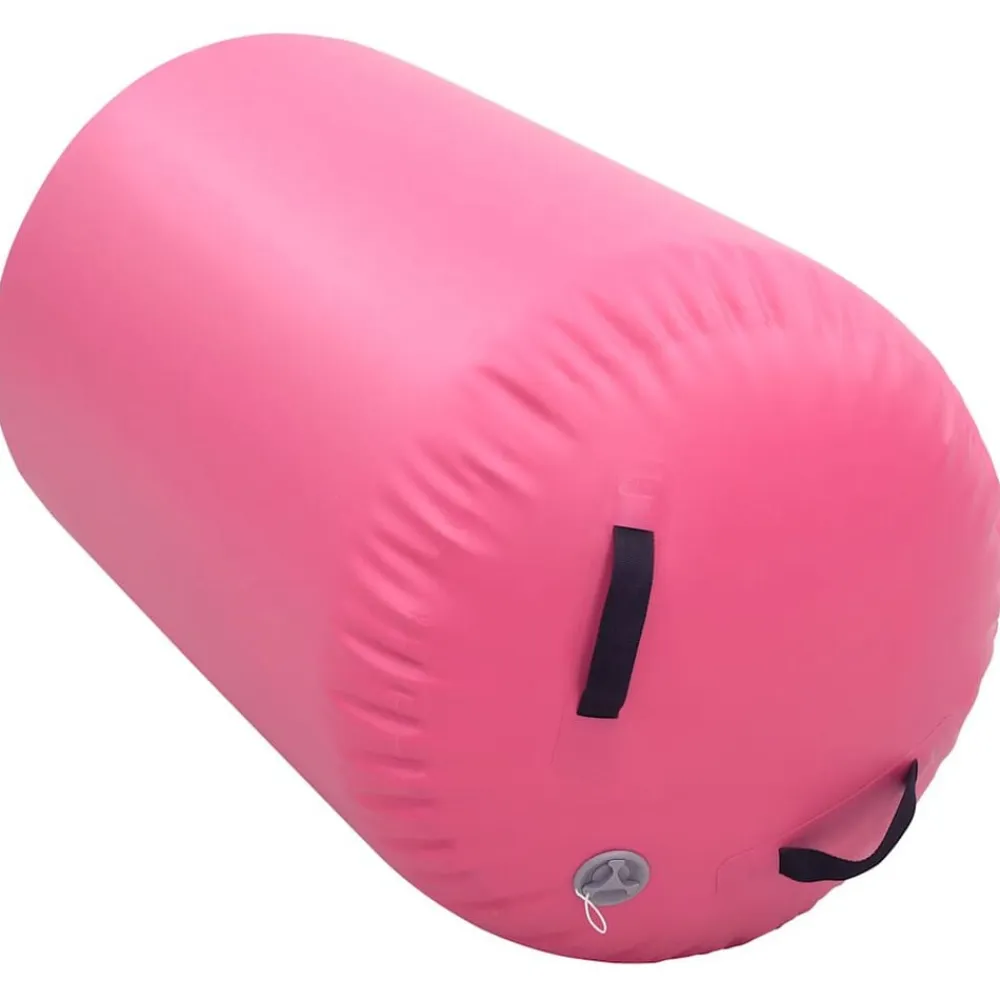 vidaXL Rollo hinchable de gimnasia con bomba PVC 100x60 cm Rosa Outlet